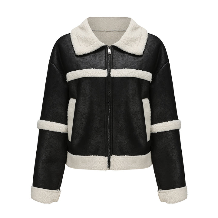 Damen nan kurze Teddyjacke im Aviator-Stil mit Reißverschluss Echo Archiv