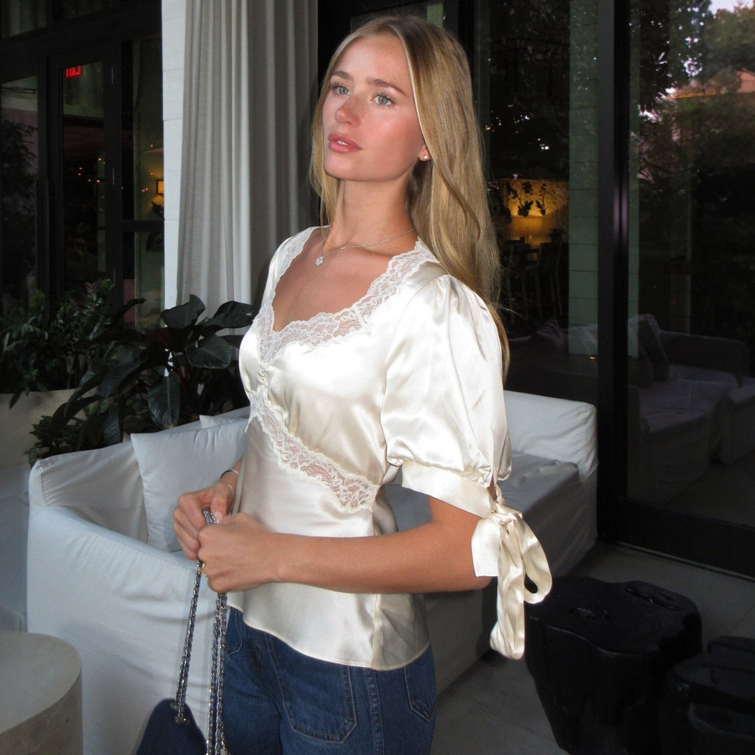 Damen Satinbluse mit Spitzenakzenten Echo Archiv