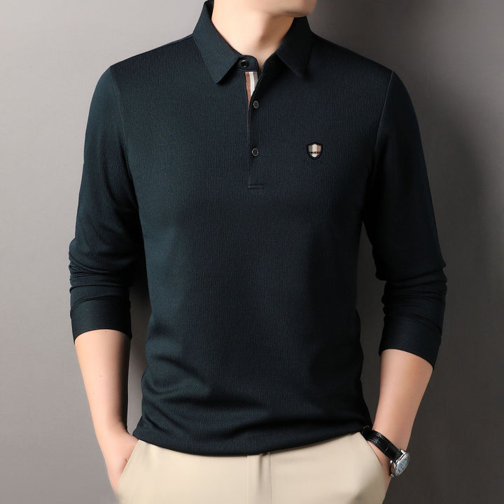 Herren elegantes Langarm Poloshirt mit strukturiertem Material und sportlichem Design Echoarchiv