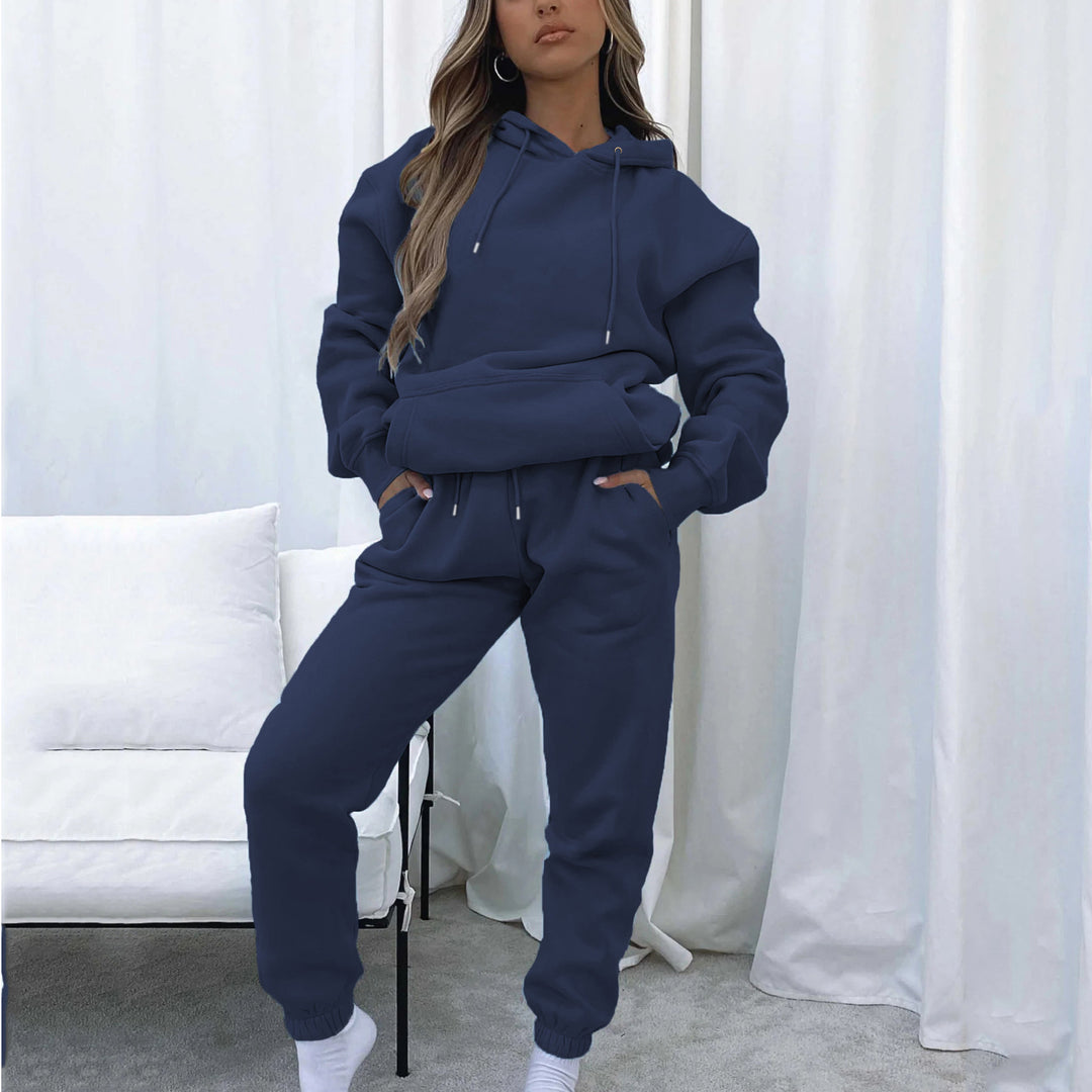 Damen nan Cropped Kapuzenjacke und High-Waist Jogginghose Set aus French Terry mit elastischem Bund Echo Archiv