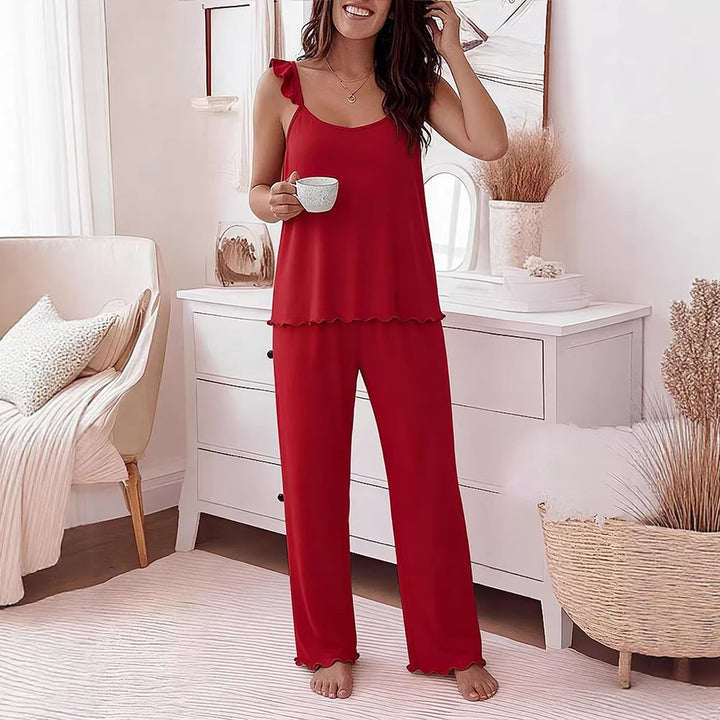 Damen Pyjama-Set mit zarten Rüschendetails und weichem Stoff Echo Archiv