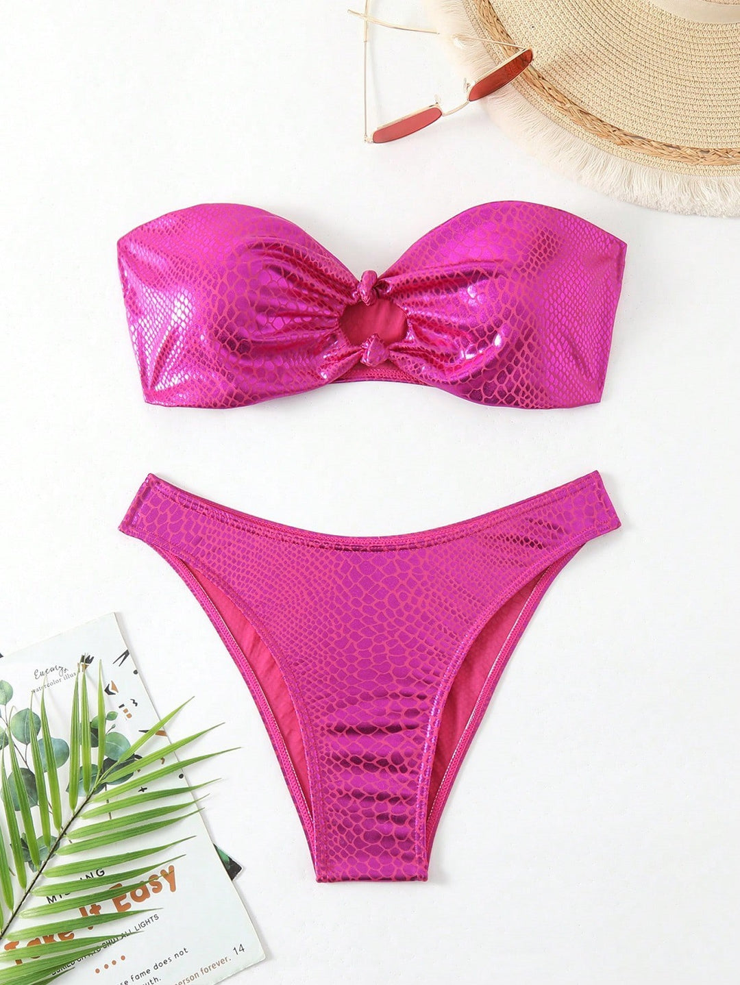 Damen Bandeau-Bikini mit hochglänzendem Schlangenmuster Echo Archiv