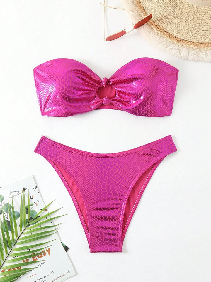 Damen Bandeau-Bikini mit hochglänzendem Schlangenmuster Echo Archiv