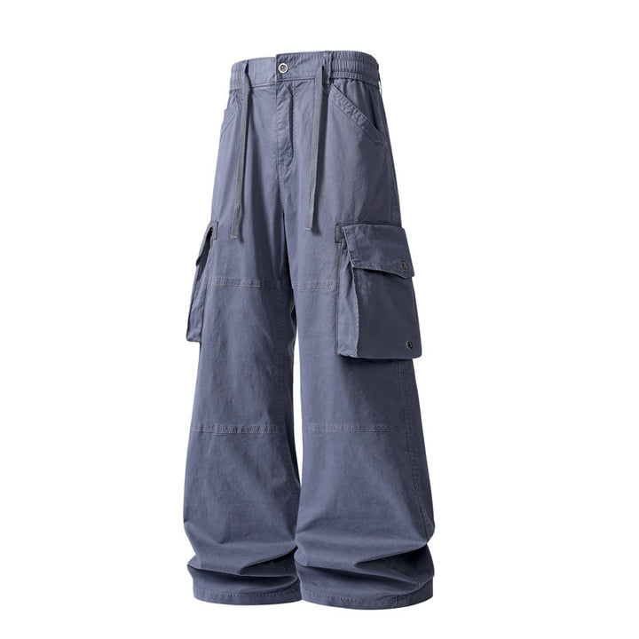 Damen weite Utility-Cargo-Hose mit hoher Taillierung, elastischem Bund und großen Klappentaschen Echo Archiv