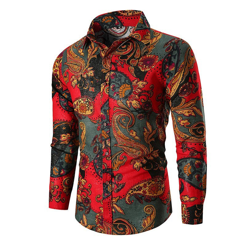 Herren Langarmhemd mit extravaganten Paisleymuster und feiner Baumwollqualität Echoarchiv