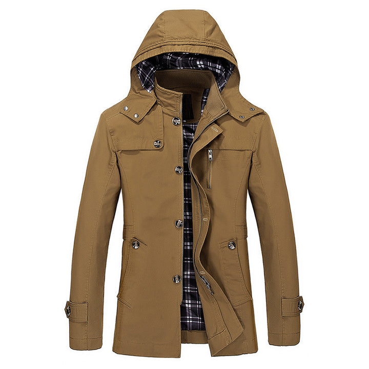 Herren nan wasserabweisende Kapuzen-Fieldjacke mit kariertem Thermofutter, verdeckter Reißverschlussleiste und funktionalen Taschen Echo Archiv