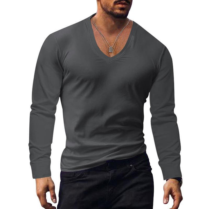 Herren langärmliges V-Ausschnitt T-Shirt aus atmungsaktivem Material Echoarchiv