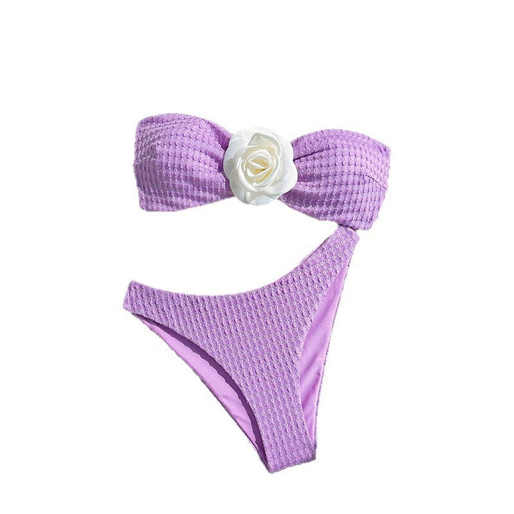 Damen Bandeau-Bikini mit dekorativen Blumendetails und hohem Beinausschnitt Echo Archiv