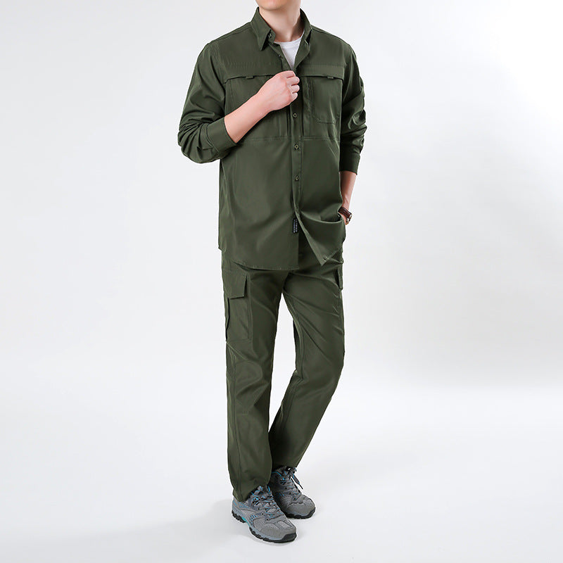 Herren nan leichtes Ripstop-Cargo-Hemd mit passender Cargohose Set für Outdoor und Trekking Echo Archiv