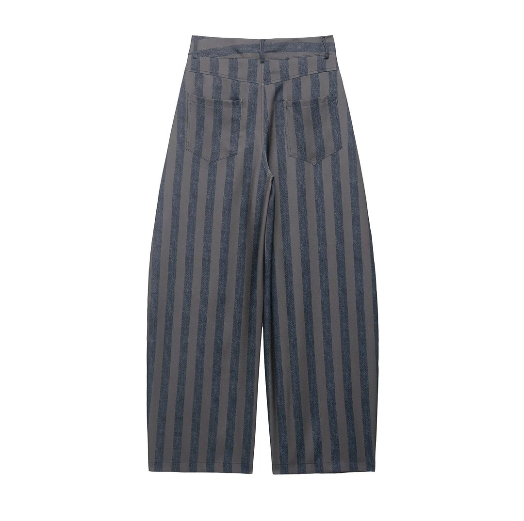 Damen Gestreifte Culotte-Hose mit hoher Taille und weitem Bein Echo Archiv