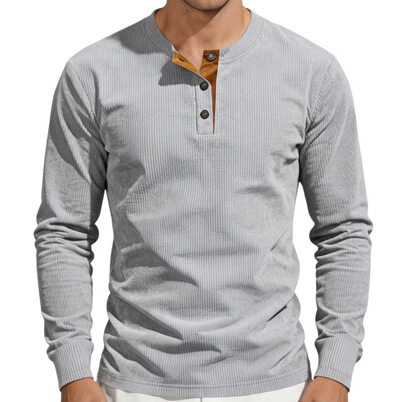 Herren Thermo-Ripp-Langarm-Henleyshirt mit Knopfleiste Echoarchiv