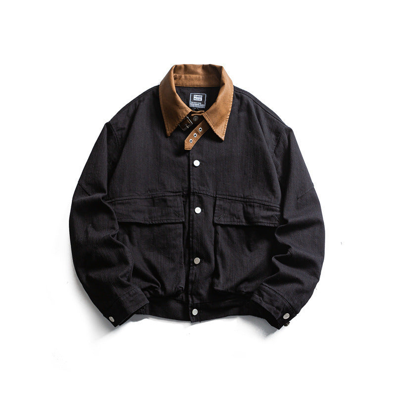 Herren Boxy-Worker-Canvasjacke mit Cordkragen, Druckknopfleiste und aufgesetzten Pattentaschen Echo Archiv