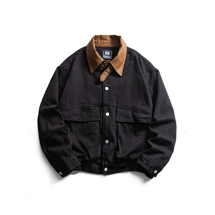 Herren Boxy-Worker-Canvasjacke mit Cordkragen, Druckknopfleiste und aufgesetzten Pattentaschen Echo Archiv
