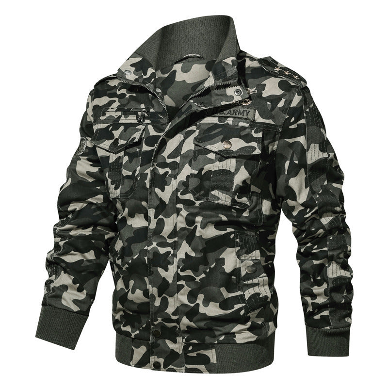 Herren Camouflage-Fieldblouson im Urban-Militärstil mit Rippbündchen und Mehrfach-Taschen Echoarchiv