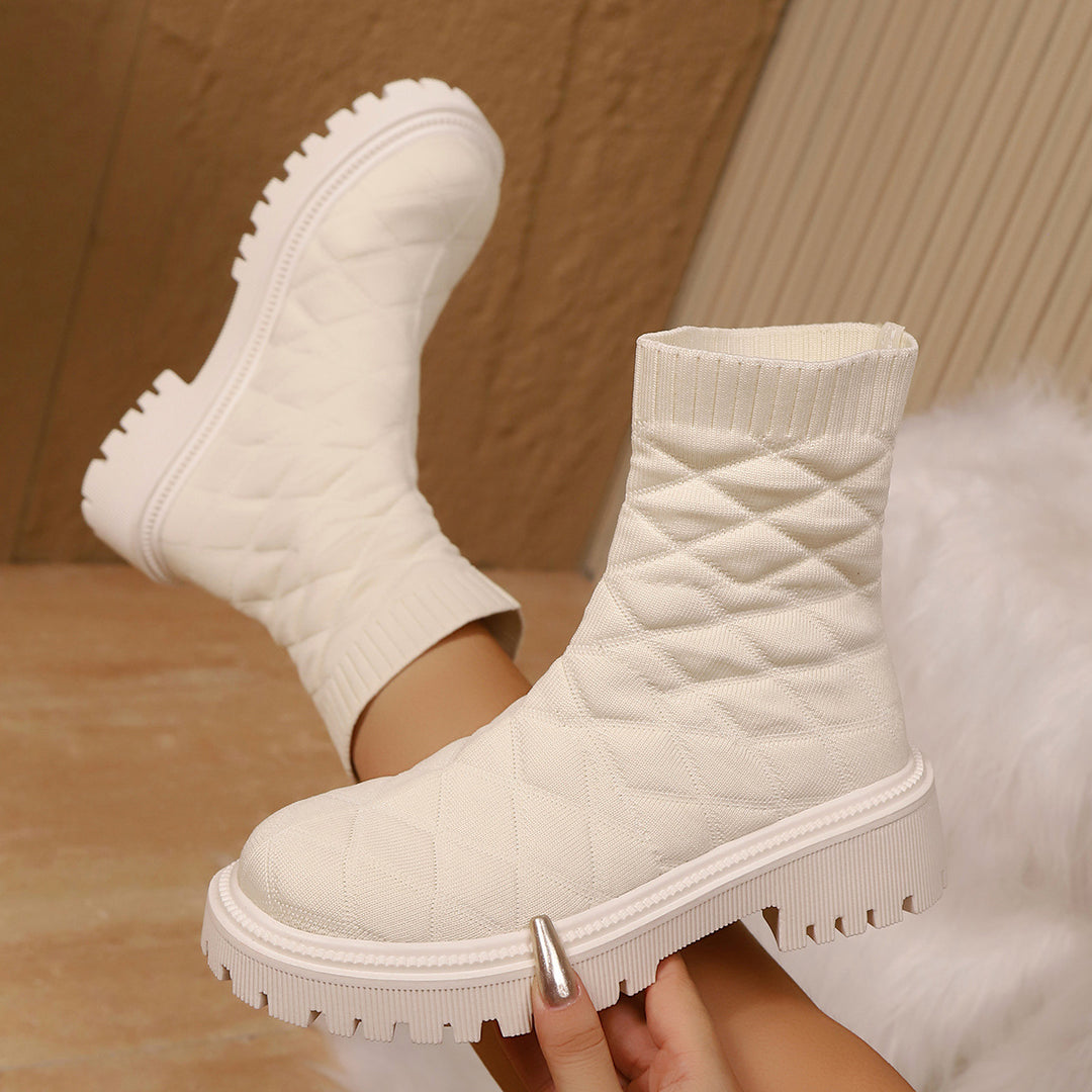 Damen Modische und bequeme gestrickte Stiefel Echo Archiv