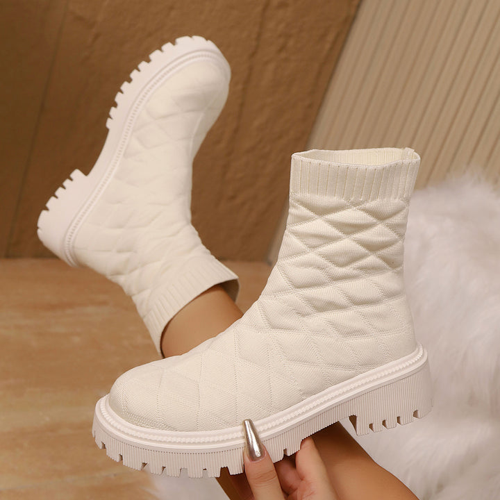 Damen Modische und bequeme gestrickte Stiefel Echo Archiv