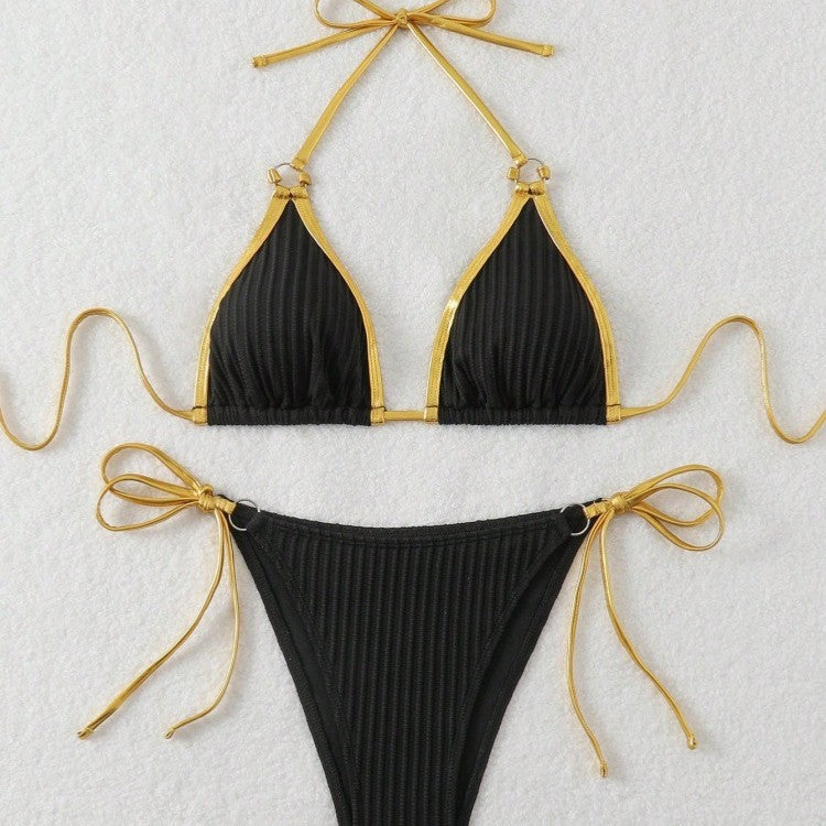 Damen Bikini-Set mit glänzenden Akzenten und verstellbaren Bindebändern Echo Archiv