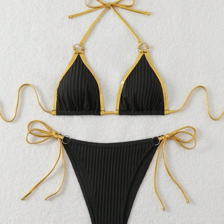 Damen Bikini-Set mit glänzenden Akzenten und verstellbaren Bindebändern Echo Archiv
