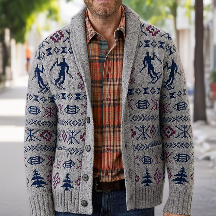 Herren Strickjacke mit traditionellem Muster und warmem Innenfutter Echoarchiv