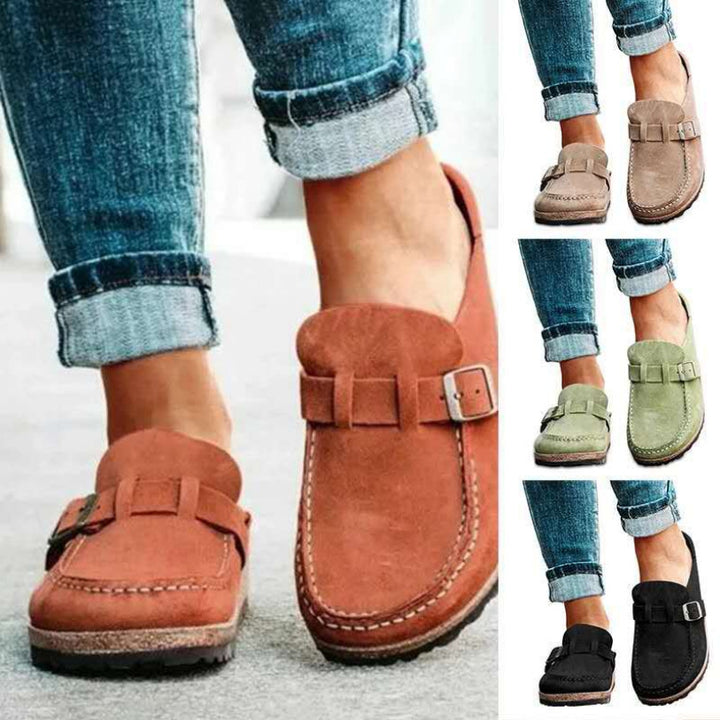 Damen Mokassin-Mule mit verstellbarer Schnalle und Kork-Plateau – Avérine