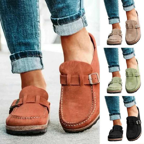 Damen Mokassin-Mule mit verstellbarer Schnalle und Kork-Plateau – Avérine
