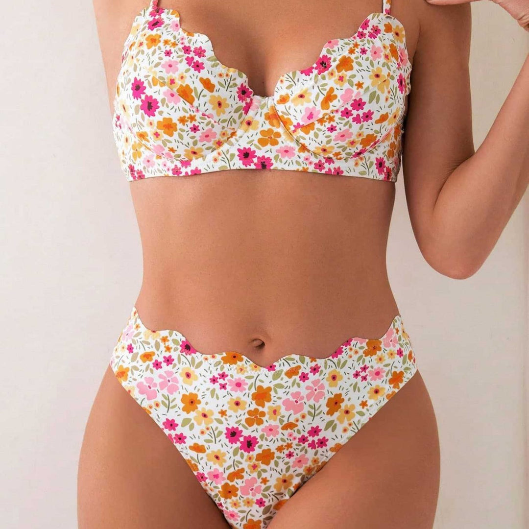 Damen Blumendekorierter Hochschnitt-Bikini Echo Archiv