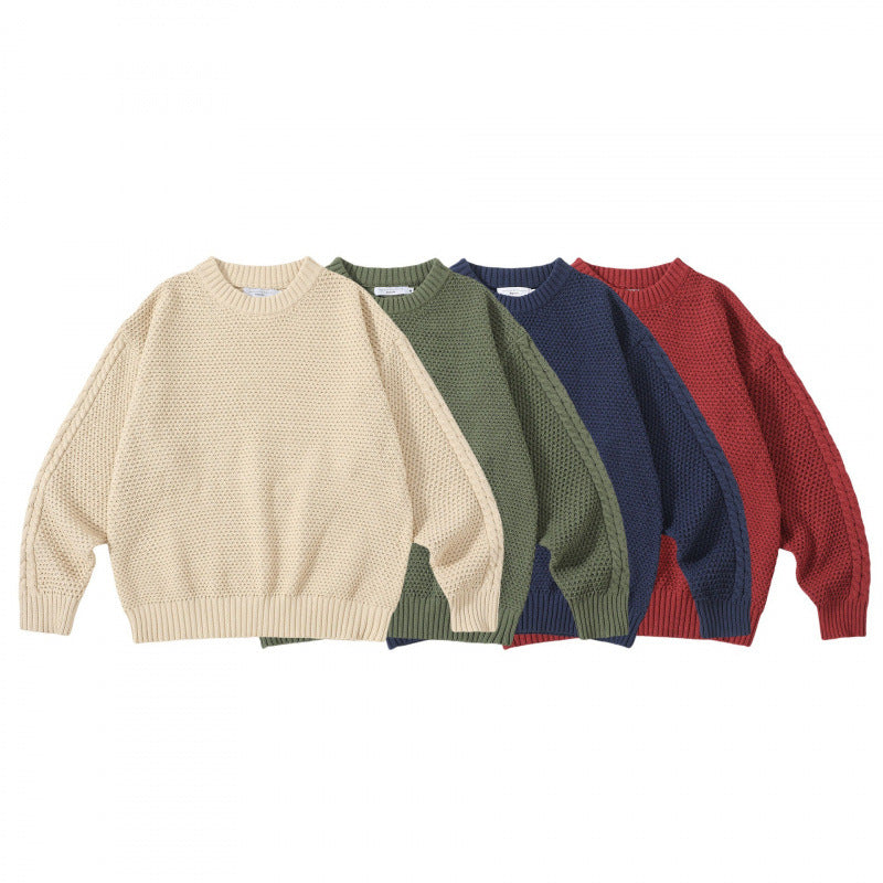 Unisex Oversize Grobstrickpullover mit Zopfärmeln und Rundhalsausschnitt Echo Archiv