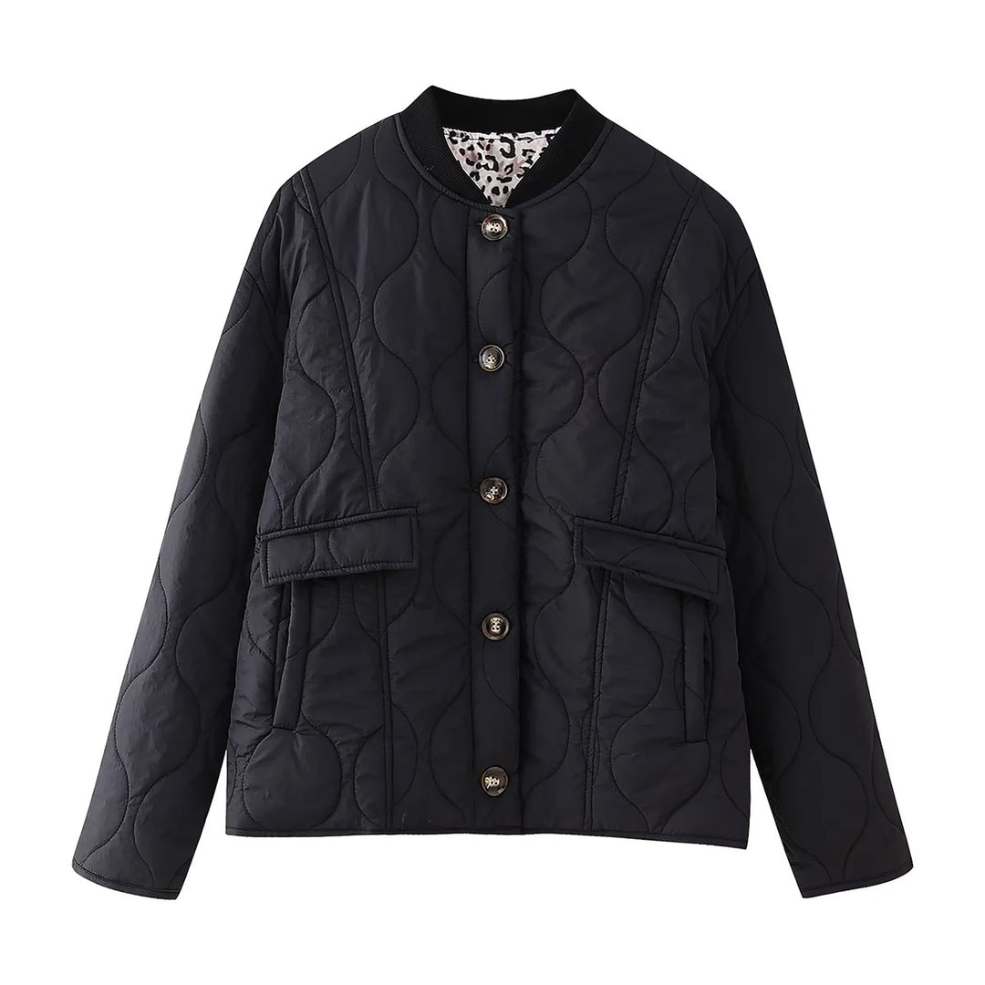 Damen nan gesteppte Übergangsjacke mit Rippkragen und Pattentaschen Echo Archiv