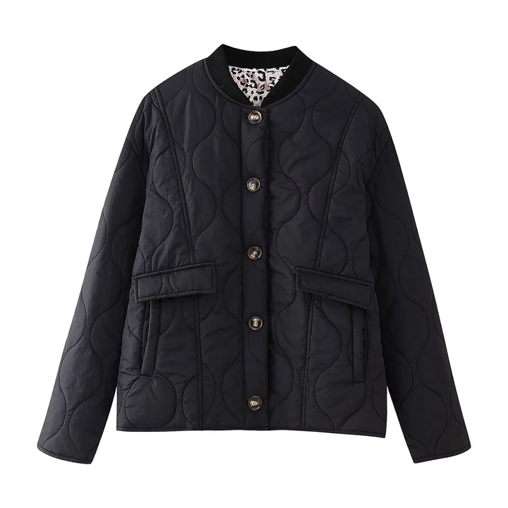 Damen nan gesteppte Übergangsjacke mit Rippkragen und Pattentaschen Echo Archiv
