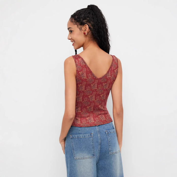 Damen Dekoratives Floral Top mit Raffungen Echo Archiv