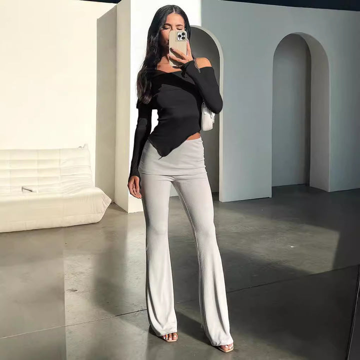 Damen Off-Shoulder Shirt mit eleganten Trompetenärmeln Echo Archiv