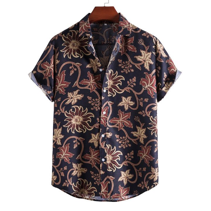 Herren Kurzarmhemd mit floralen Mustern und bequemer Passform Echoarchiv