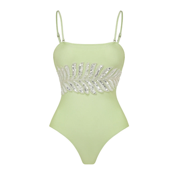 Damen Eleganter Einteiler mit funkelnden Paillettenapplikationen Echo Archiv