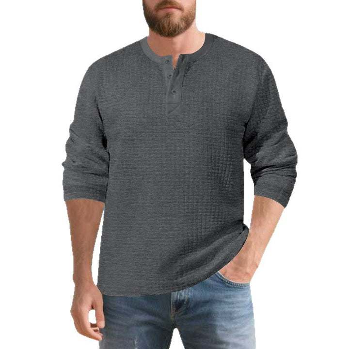 Herren Elegantes Langarmshirt mit Knopfleiste und strukturiertem Stoff Echoarchiv