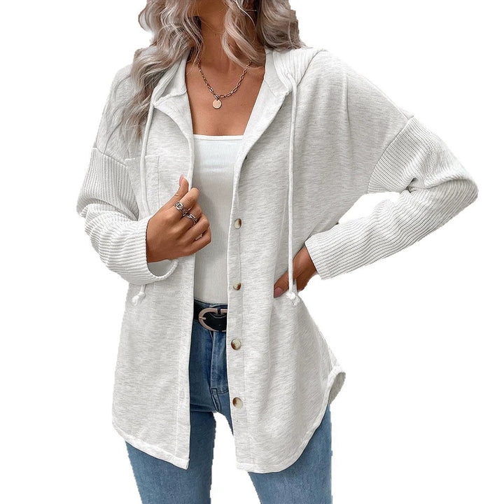 Damen Modische Strickjacke mit Kapuze und Knopfleiste Echo Archiv