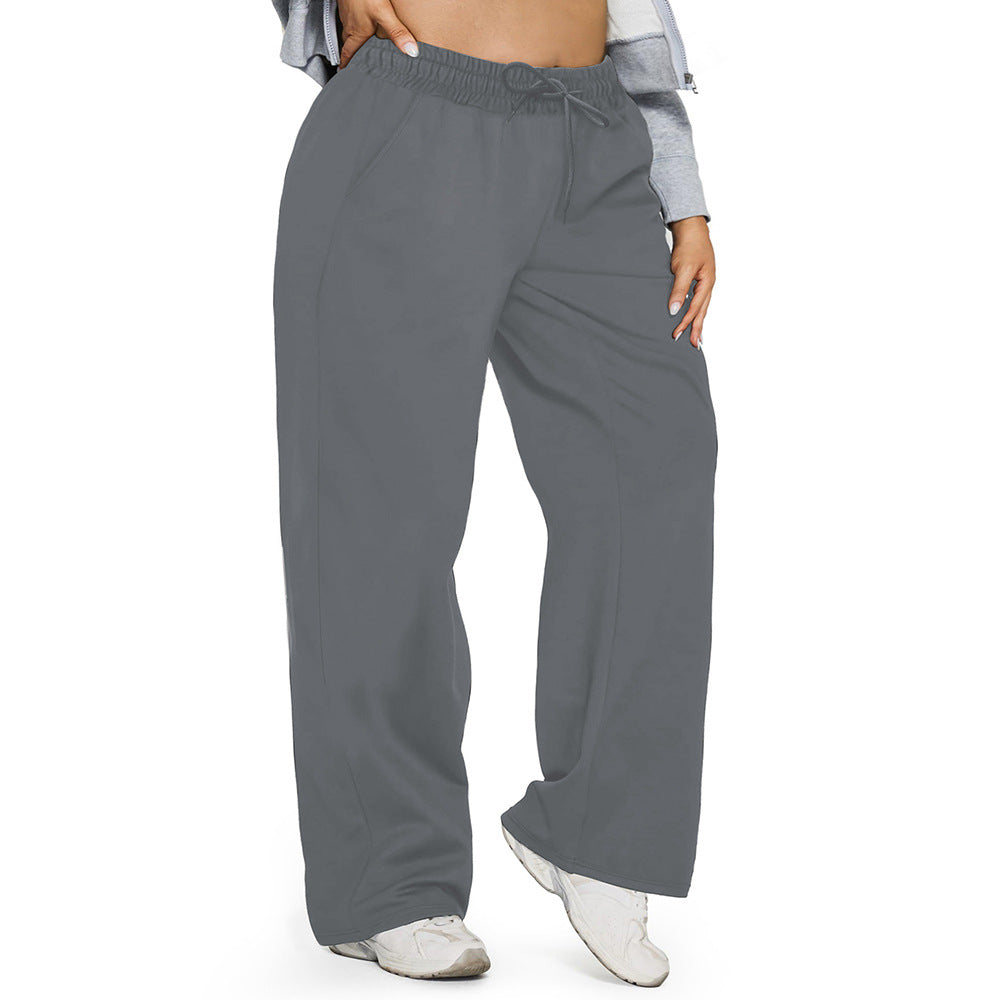 Damen Weite High-Waist Yogahose mit Leopardenmuster und Kordelzug echoarchiv-