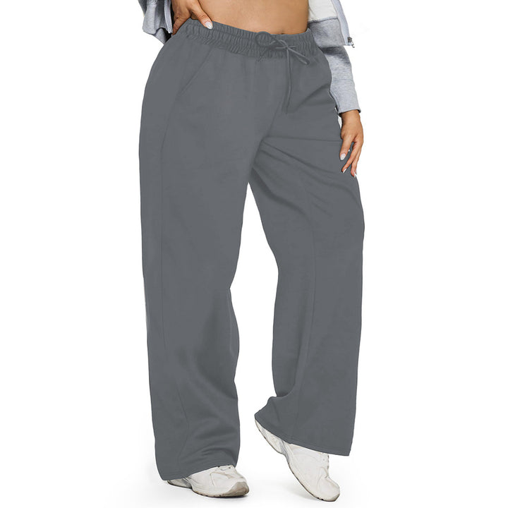 Damen Weite High-Waist Yogahose mit Leopardenmuster und Kordelzug echoarchiv-