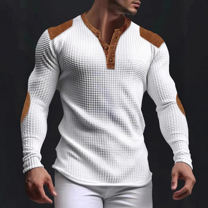 Herren Langarmshirt mit strukturiertem Design und Kontrastakzenten Echoarchiv
