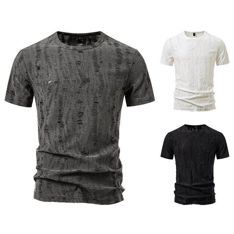 Herren lässiges T-Shirt mit strukturiertem Design und Rundhalsausschnitt Echoarchiv