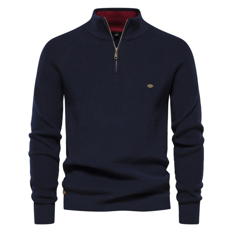 Herren Strickpullover mit halbem Reißverschluss und sportlichen Details Echoarchiv