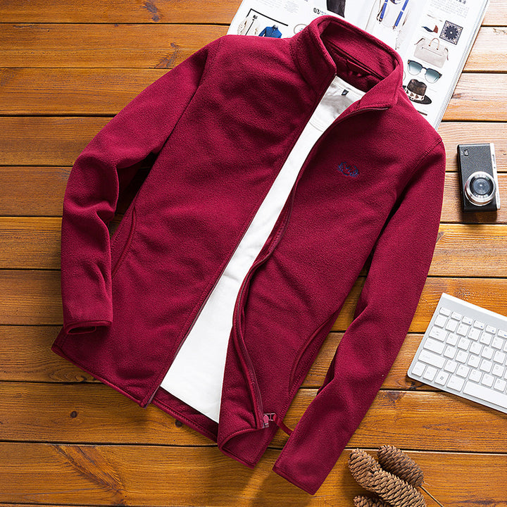 Herren Fleecejacke mit Stehkragen, windabweisender Mikrofaser‑Außenschicht und slim-regular Fit Echoarchiv