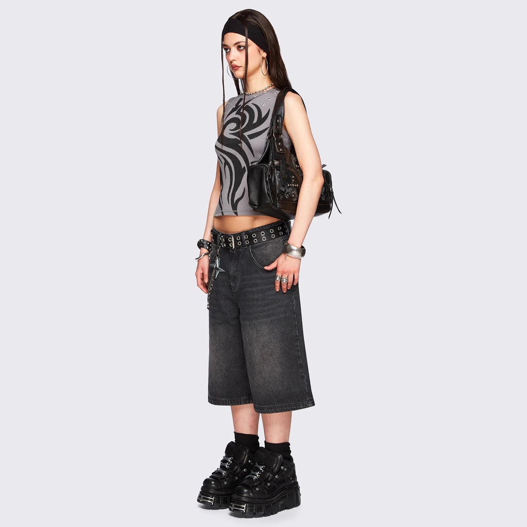Damen Figurbetontes Top mit grafischem Design Echo Archiv