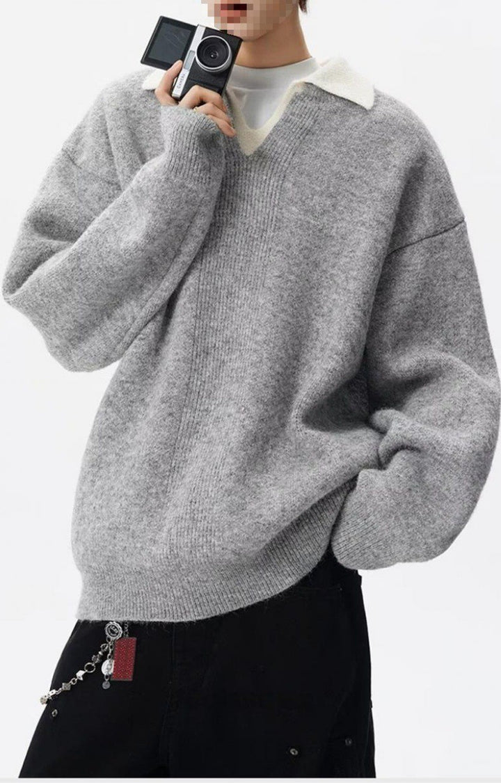 Damen Eleganter Grobstrickpullover mit V-Ausschnitt Echo Archiv