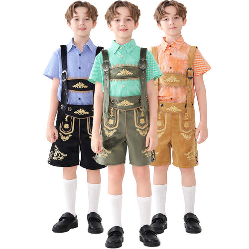 Unisex nan traditionelle Kinderlederhose mit verstellbaren Hosenträgern und aufwendiger Stickerei Echo Archiv
