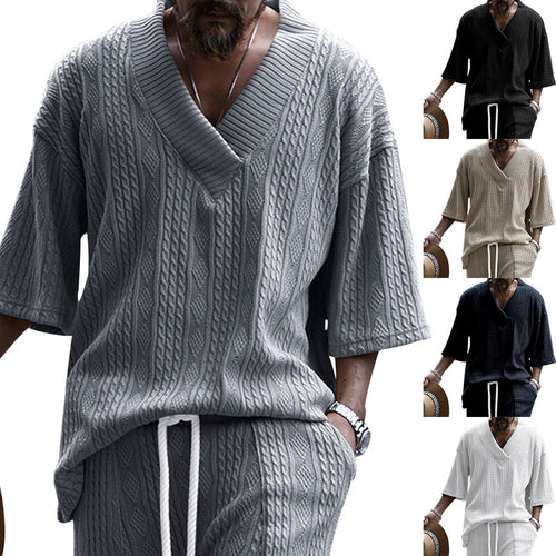 Herren lässiges Strickshirt mit V-Ausschnitt Echoarchiv