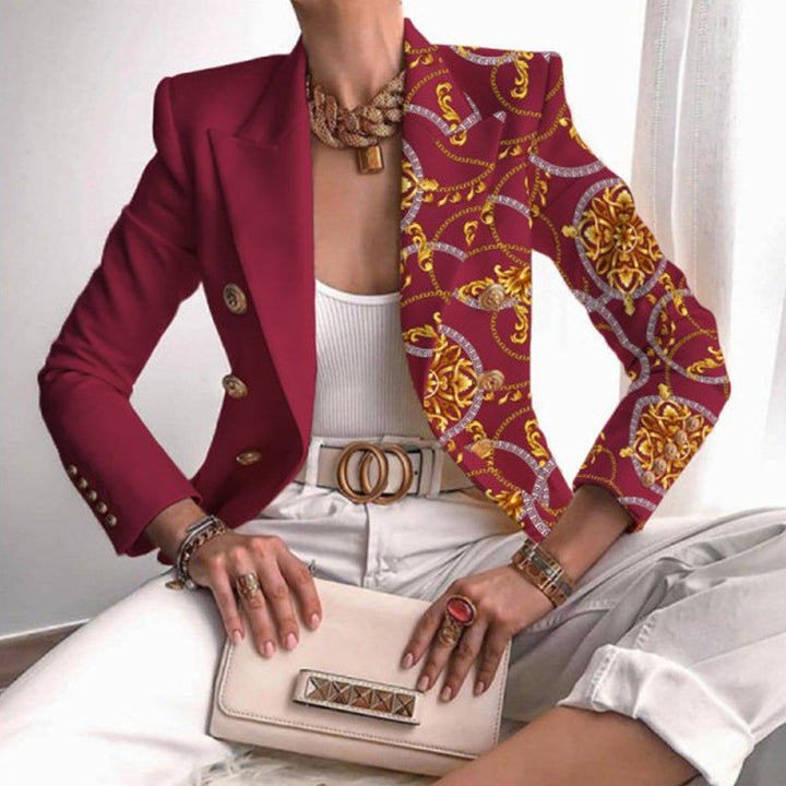 Damen Taillierter Doppelreihiger Blazer mit markanter Schulter, Goldknöpfen und Glitzer-Ombré – Valéne