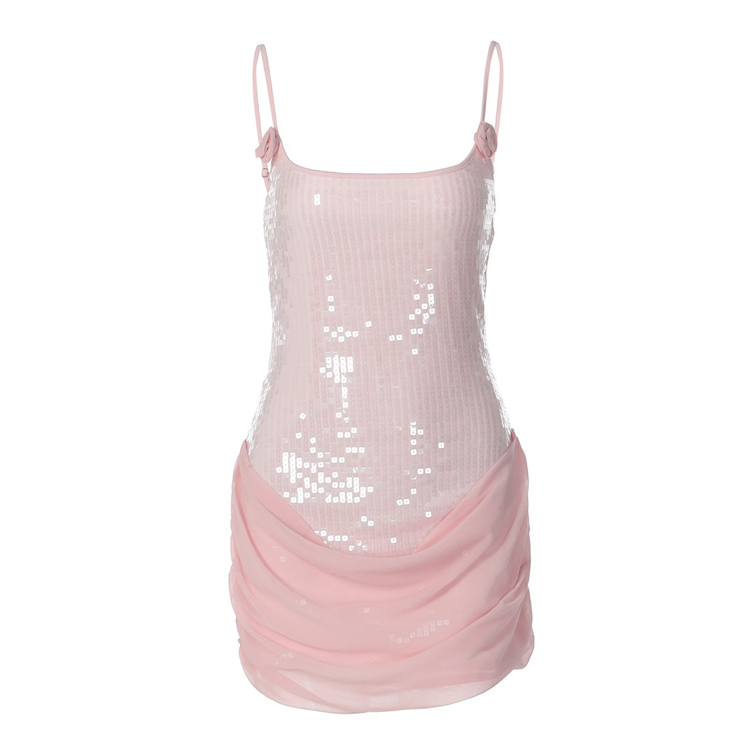Damen Elegantes Minikleid mit Pailletten und Raffungen Echo Archiv