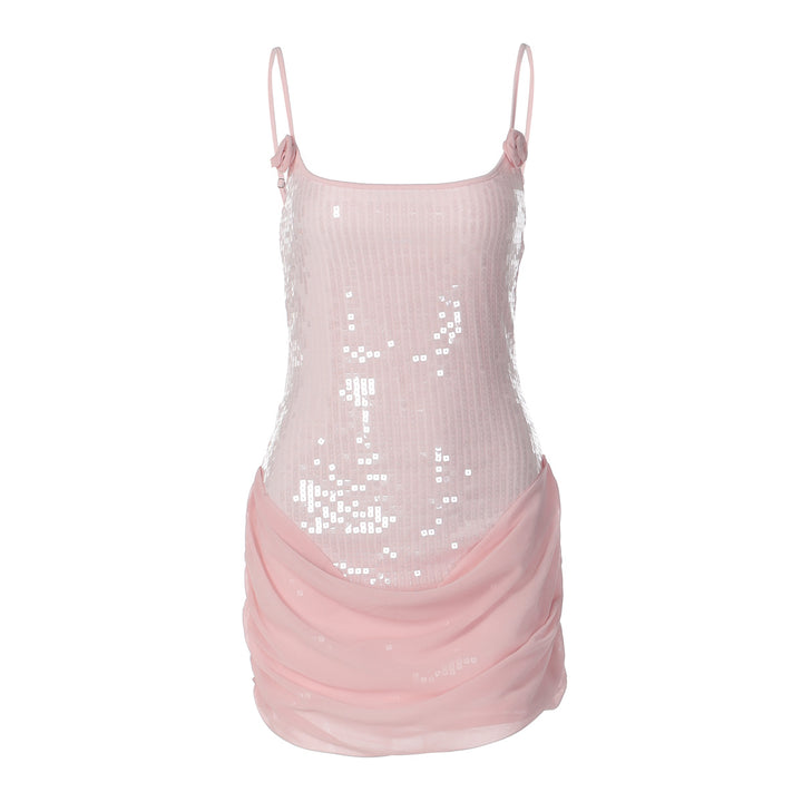 Damen Elegantes Minikleid mit Pailletten und Raffungen Echo Archiv
