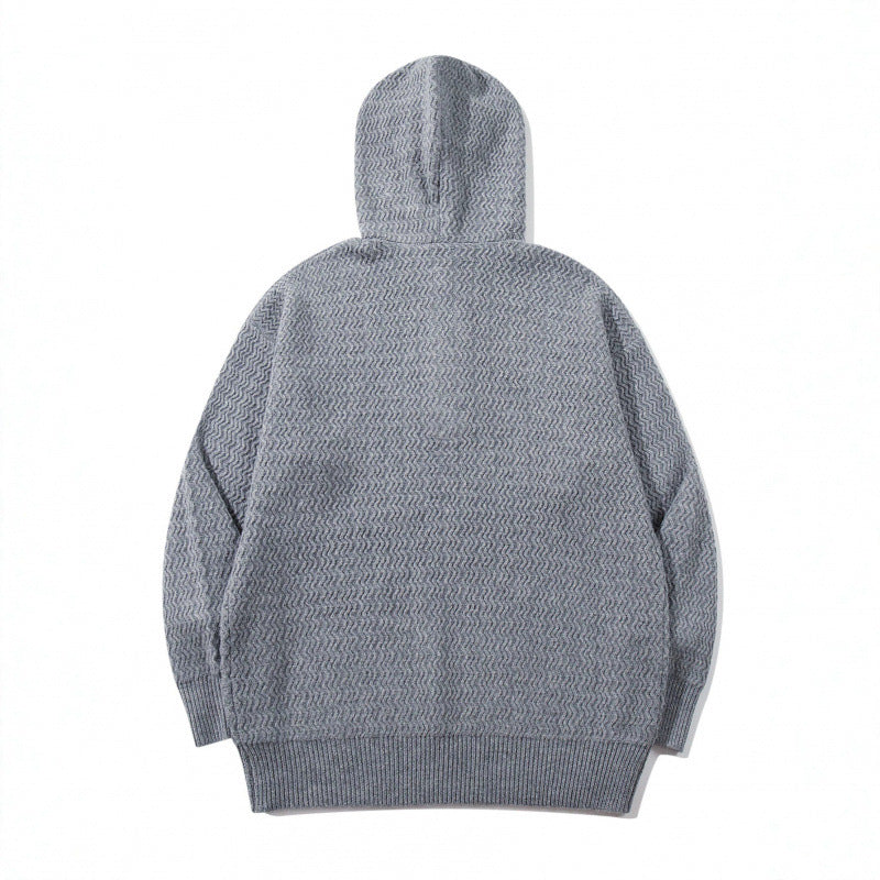 Unisex Strukturstrick-Hoodie mit halber Knopfleiste und Tunnelzugkapuze Echo Archiv
