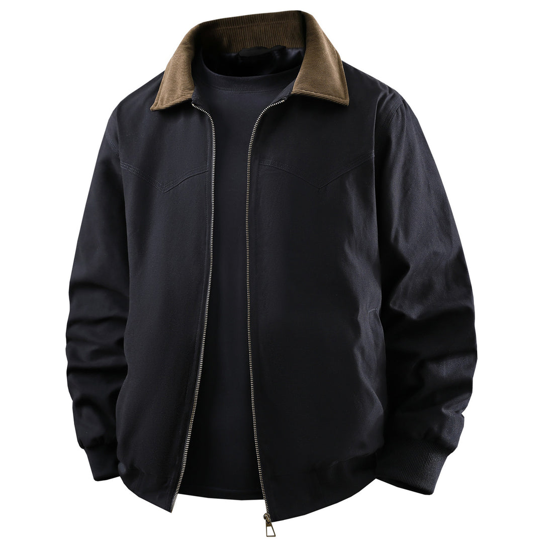 Herren klassische Übergangsjacke mit kontrastierendem Kragen und funktionalen Taschen Echoarchiv